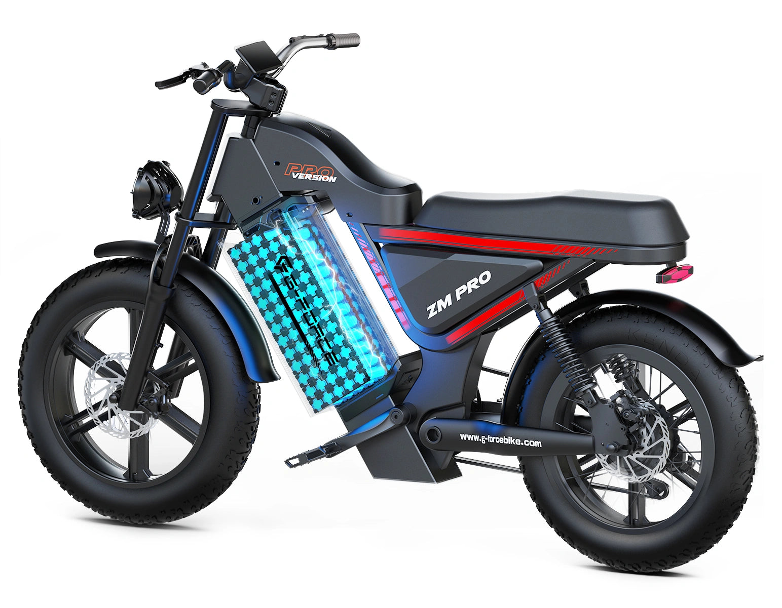 G-Force ZM PRO 1000W 52V Fat Tire Moped-Style Electric Bike