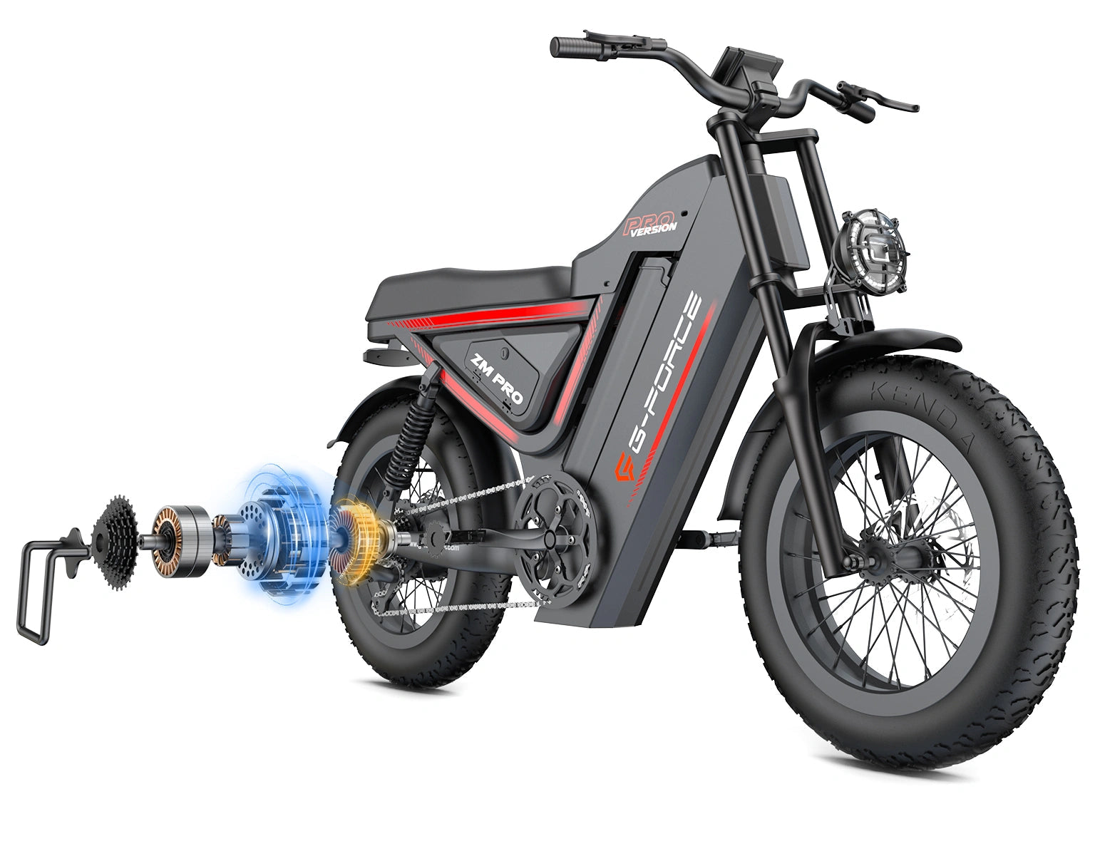 G-Force ZM PRO 1000W 52V Fat Tire Moped-Style Electric Bike