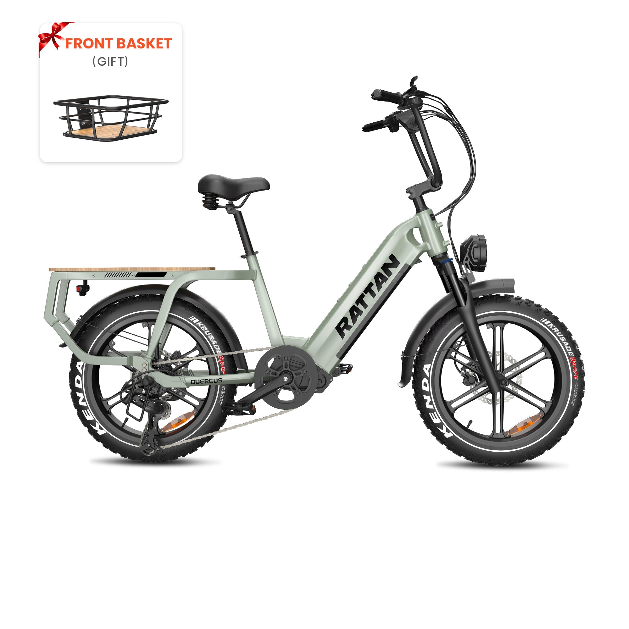 Rattan Quercus Step Thru Fat Tire Electric Cargo Bike