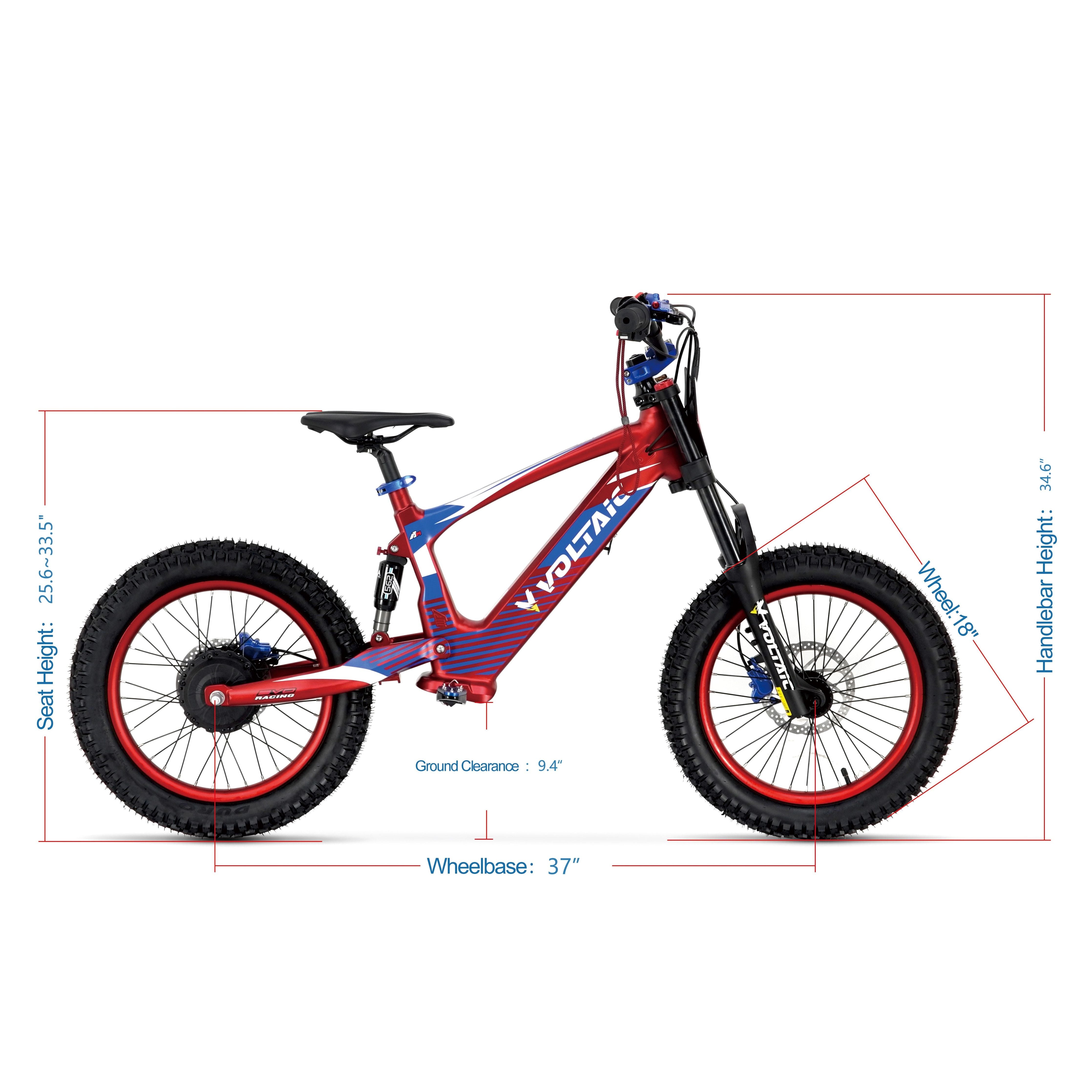 Voltaic Flying Fox 18-Inch Youth Electric Dirt Bike with Hydraulic Brakes