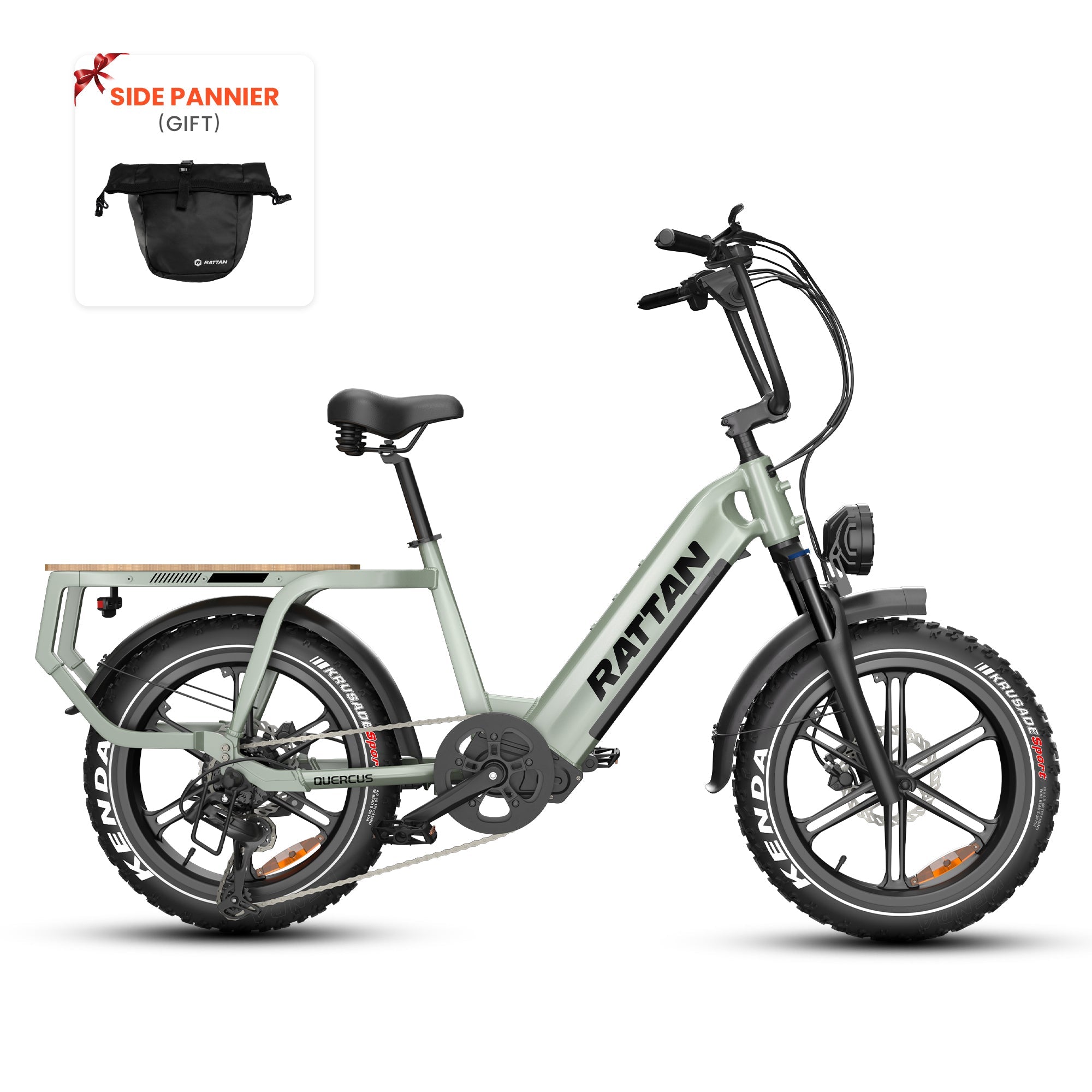 Rattan Quercus Step Thru Fat Tire Electric Cargo Bike