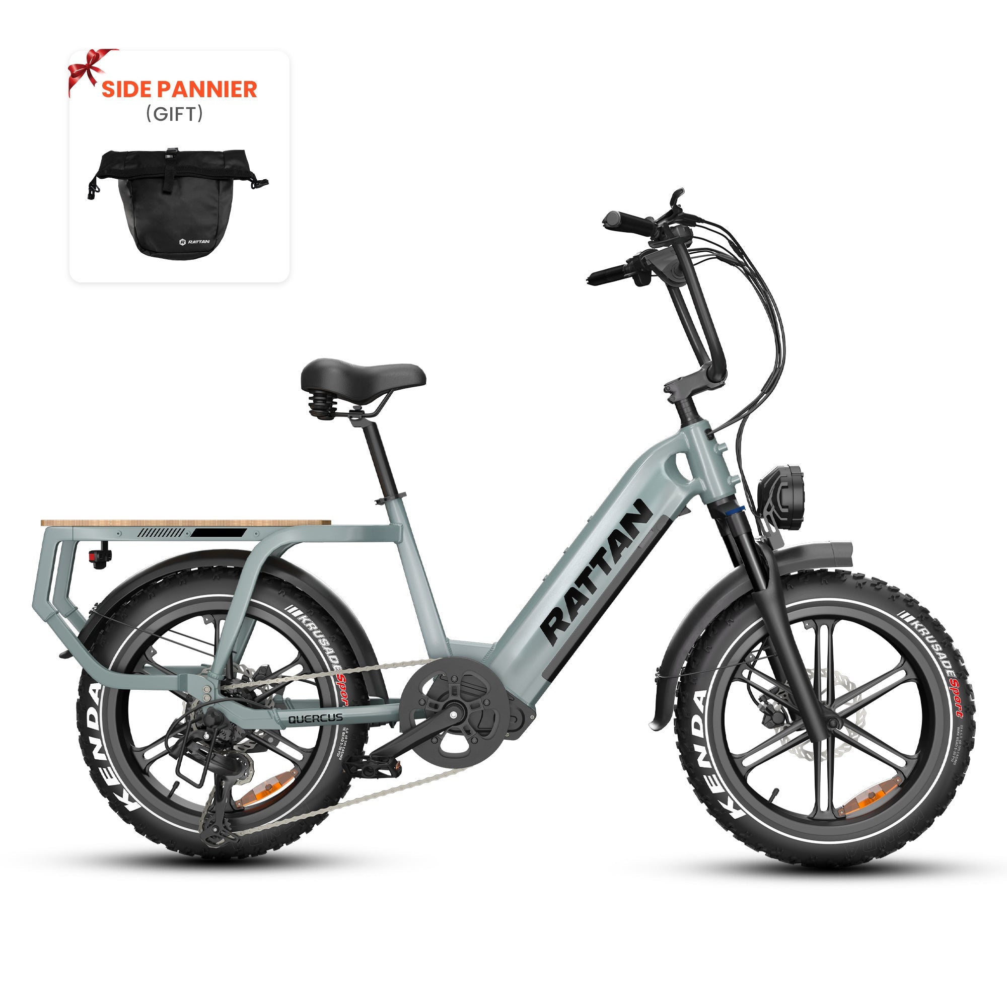 Rattan Quercus Step Thru Fat Tire Electric Cargo Bike