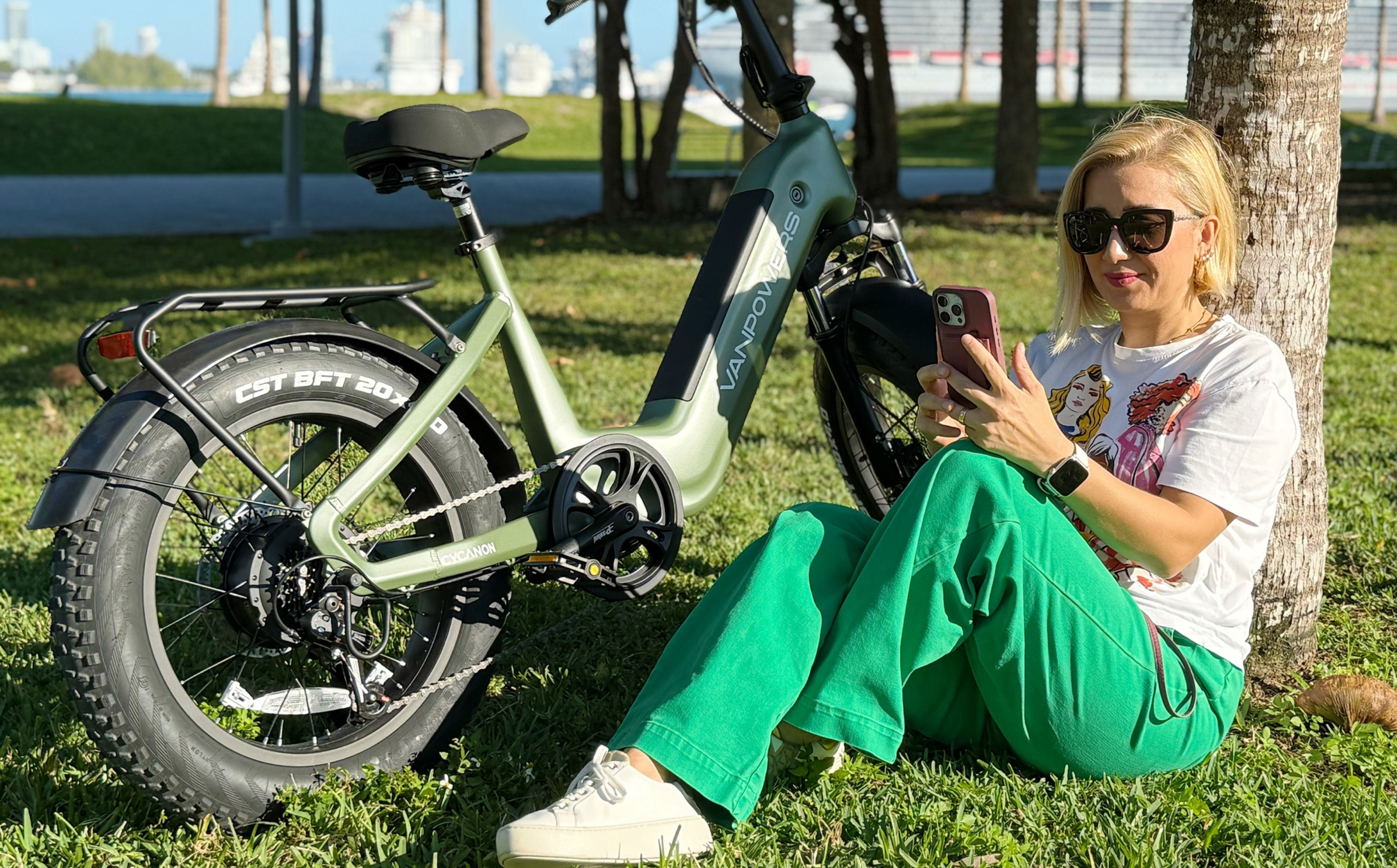 Vanpowers Cycanon Step Thru Fat Tire Folding Electric Bike