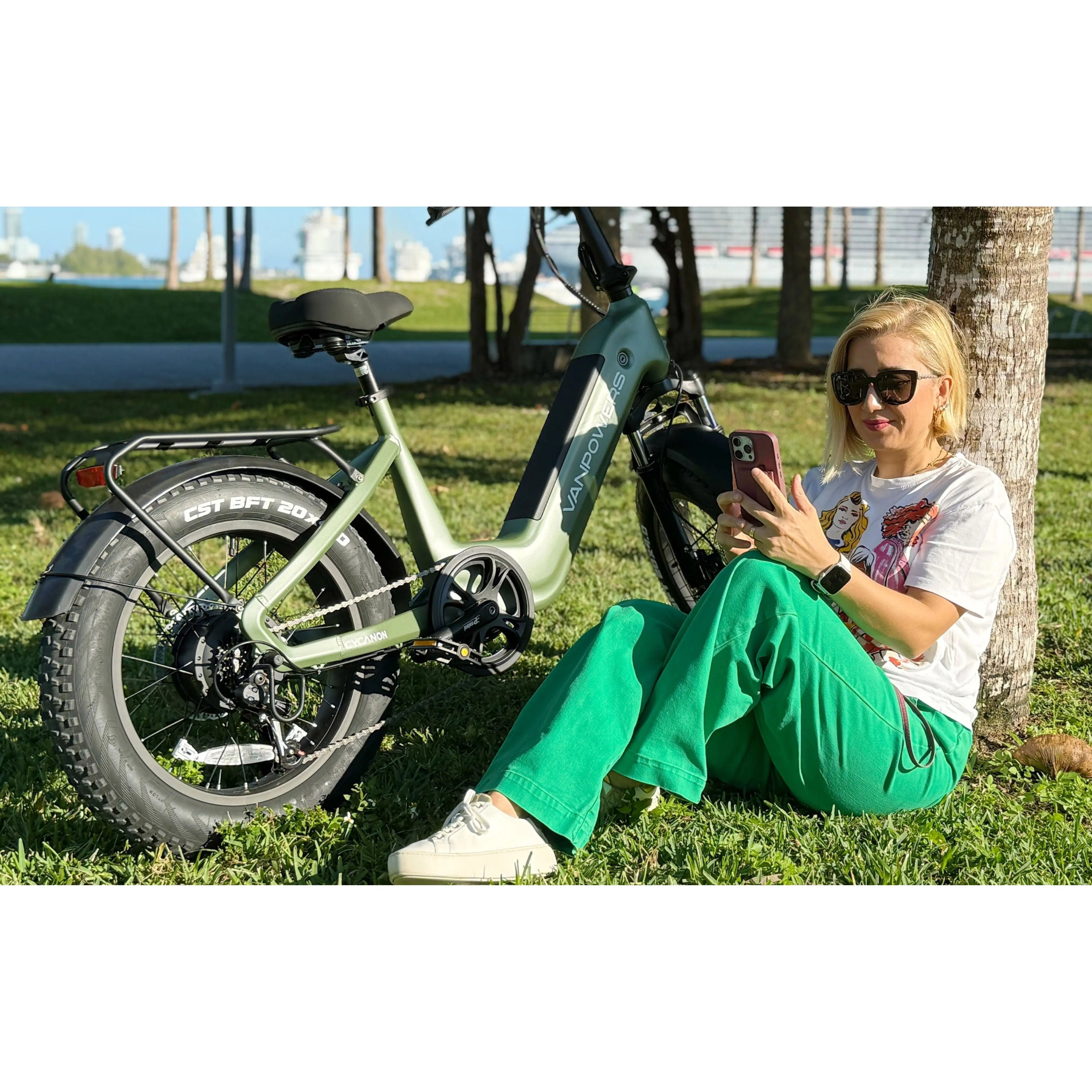 Vanpowers Cycanon Step Thru Fat Tire Folding Electric Bike  Electric Bikes Paradise