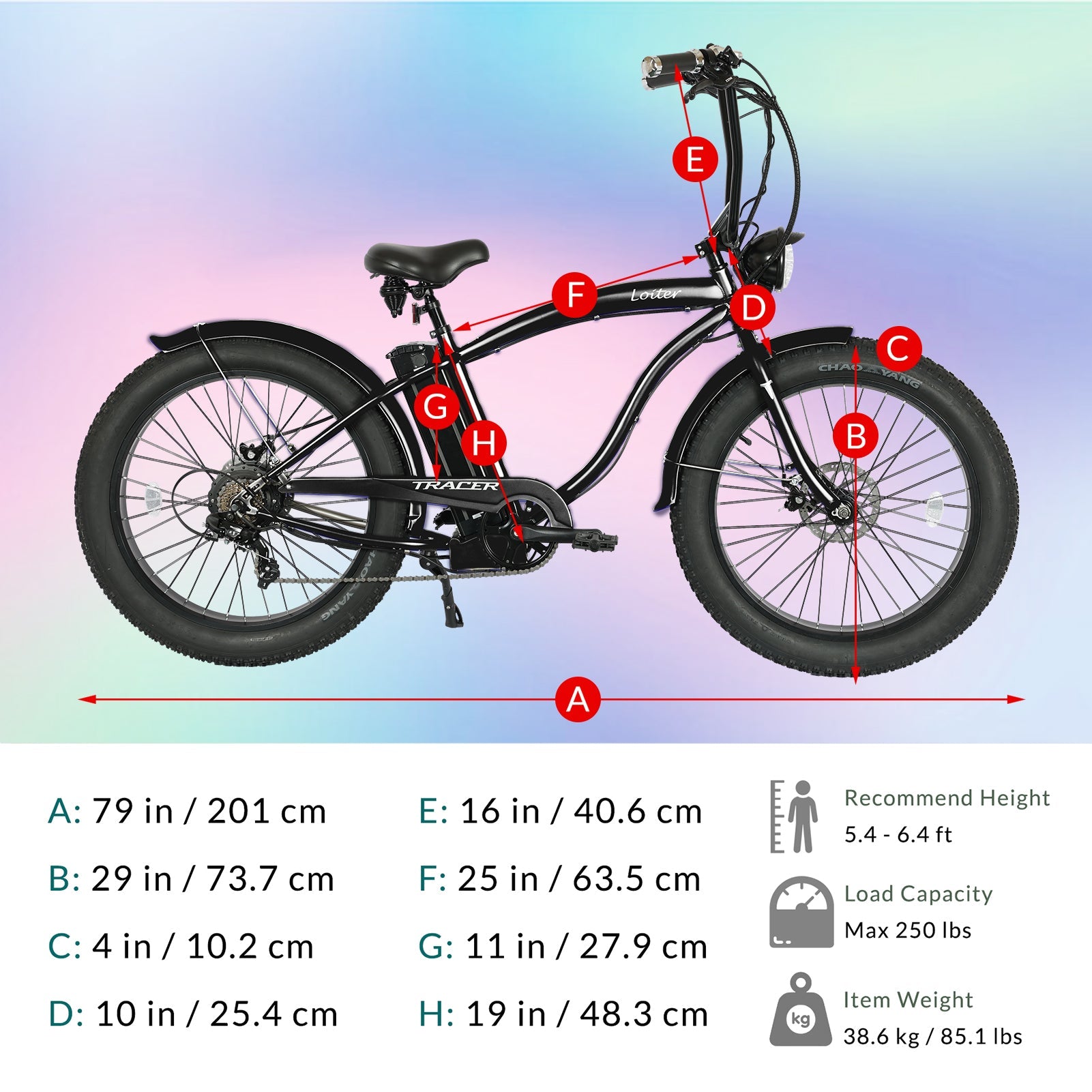 Tracer Loiter 800W 48V Fat Tire Electric Cruiser Bike