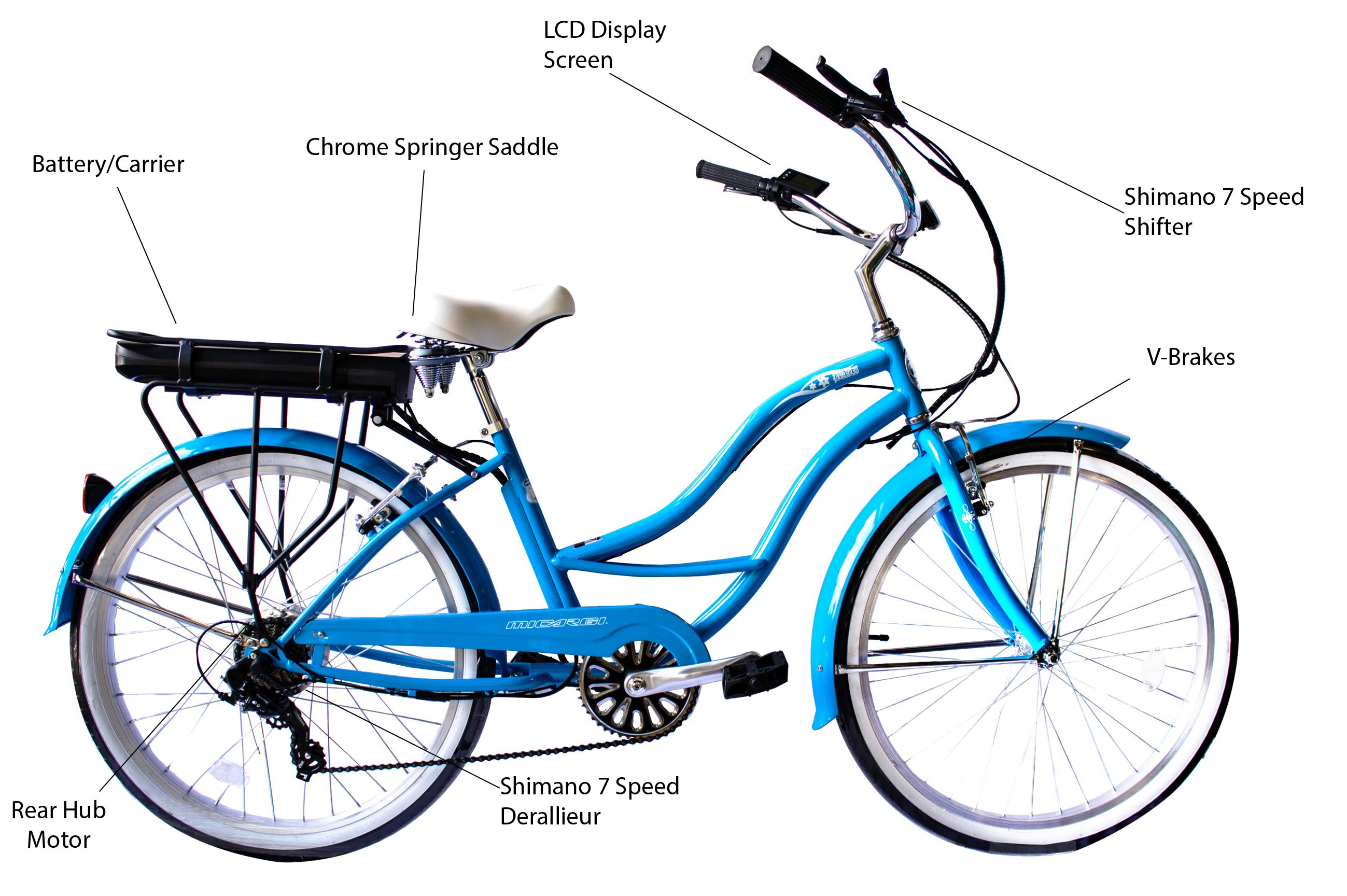 Micargi Bali 350W 48V Step Through Beach Cruiser Electric Bike