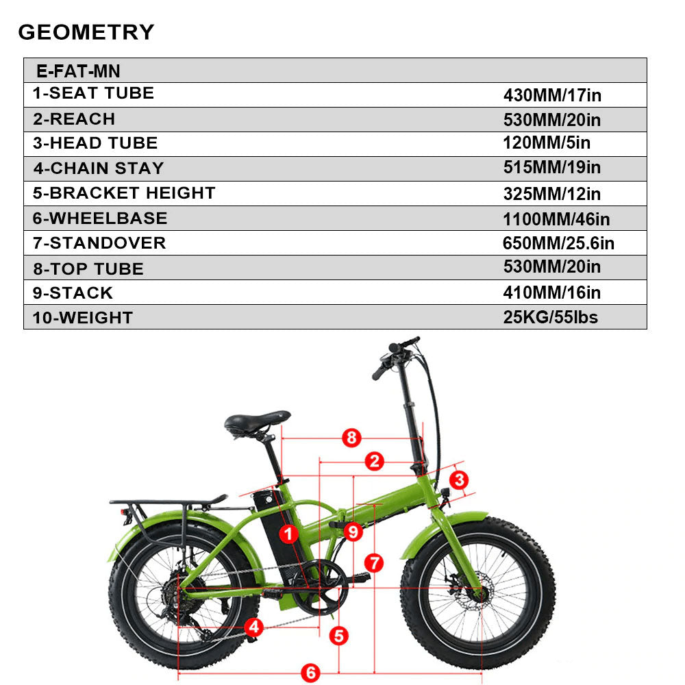 Eunorau E-FAT-MN Folding Fat Tire Electric Bike