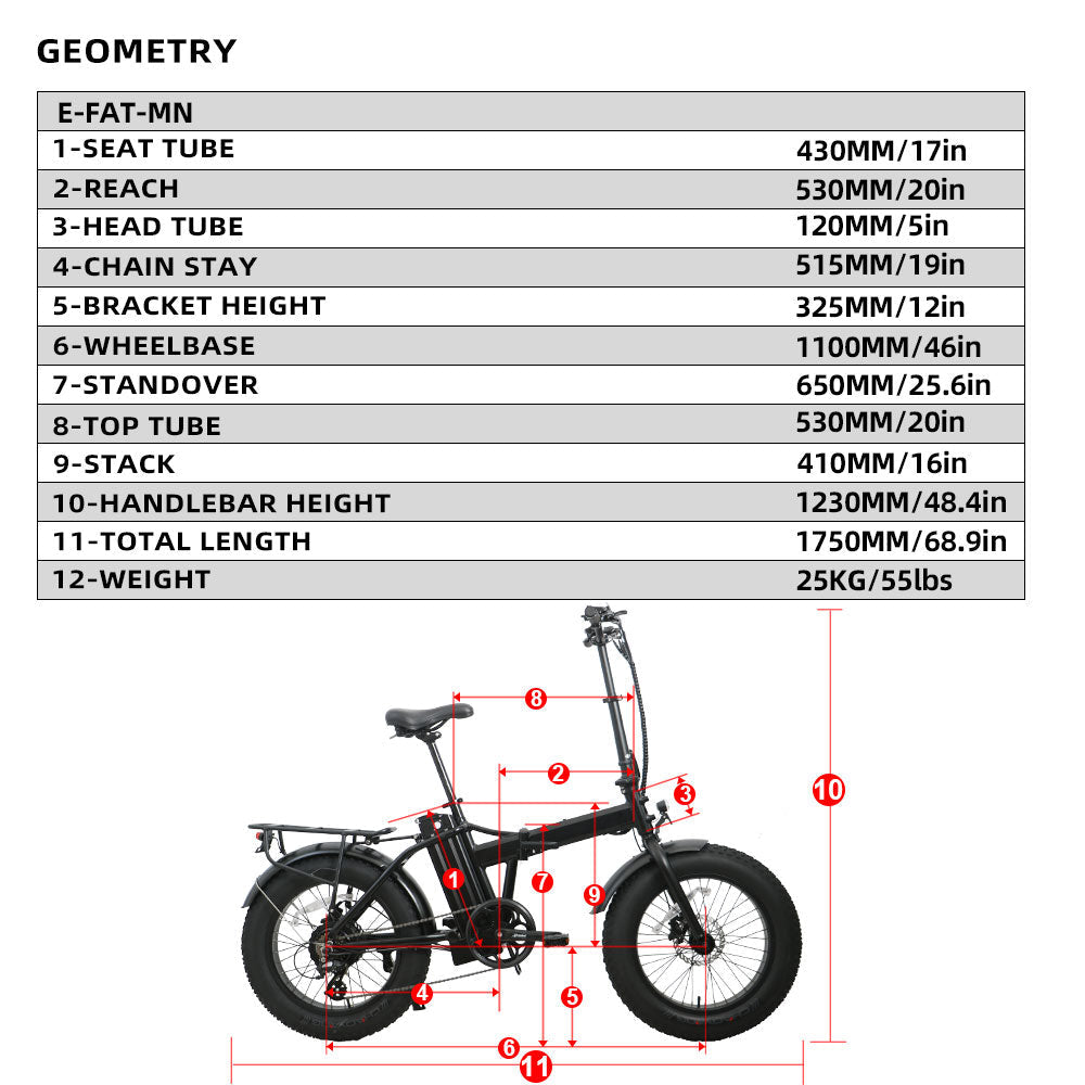 Eunorau E-FAT-MN Folding Fat Tire Electric Bike