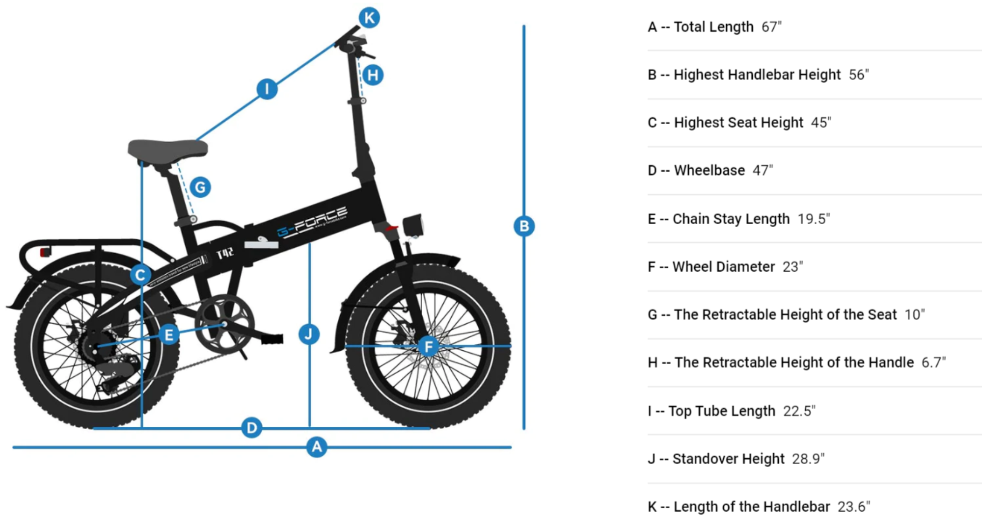 G-Force T42 750W 48V Folding Fat Tire Electric Bike