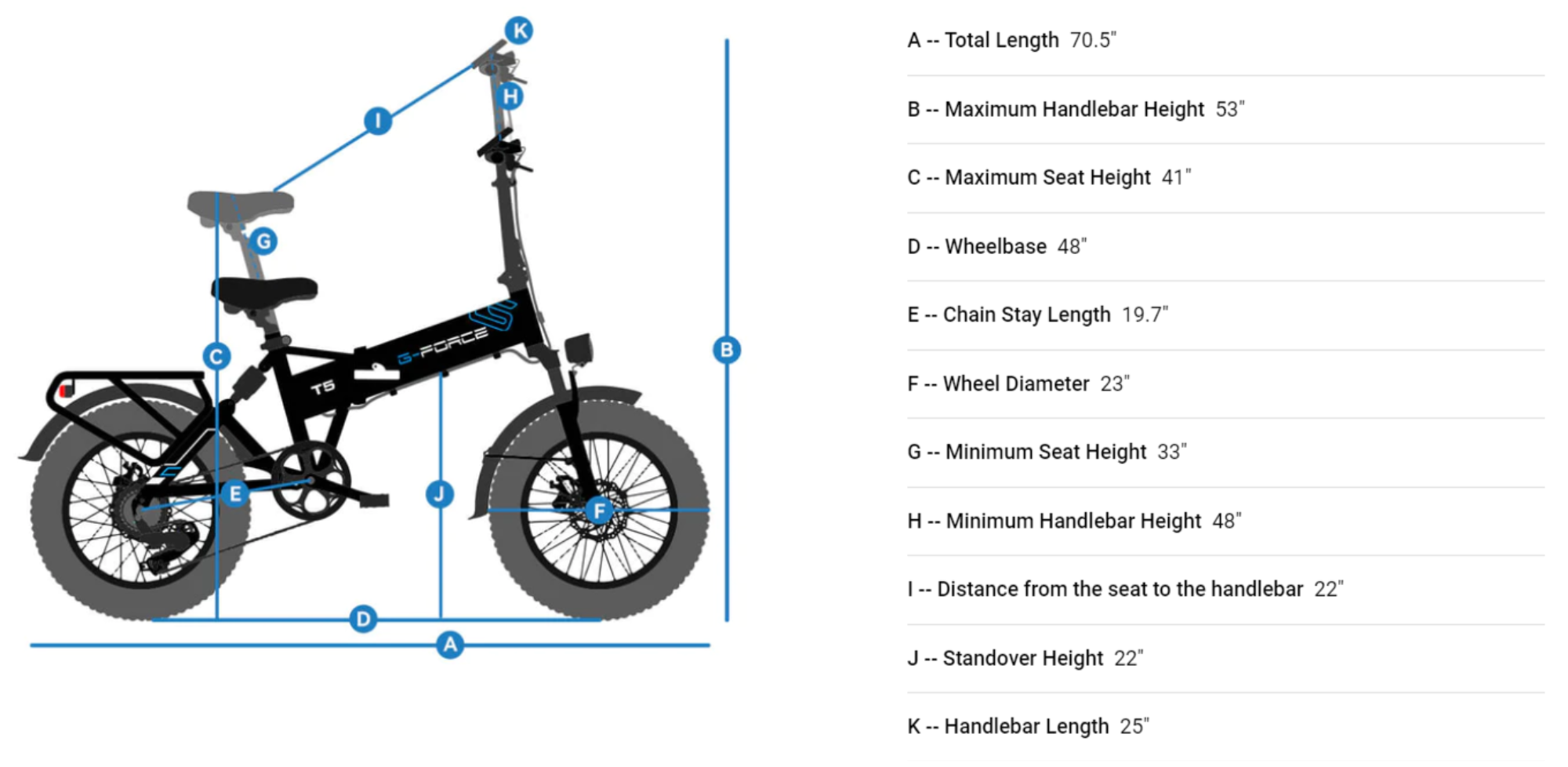 G-Force T5 750W 48V Folding Fat Tire Electric Bike
