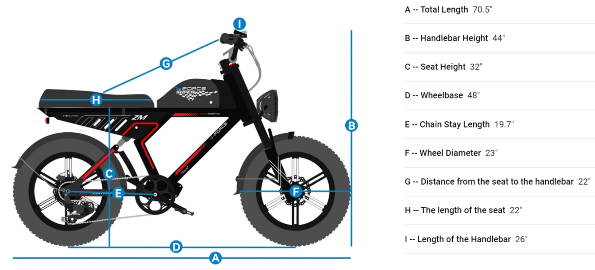 G-Force ZM 750W 48V Fat Tire Moped-Style Electric Bike