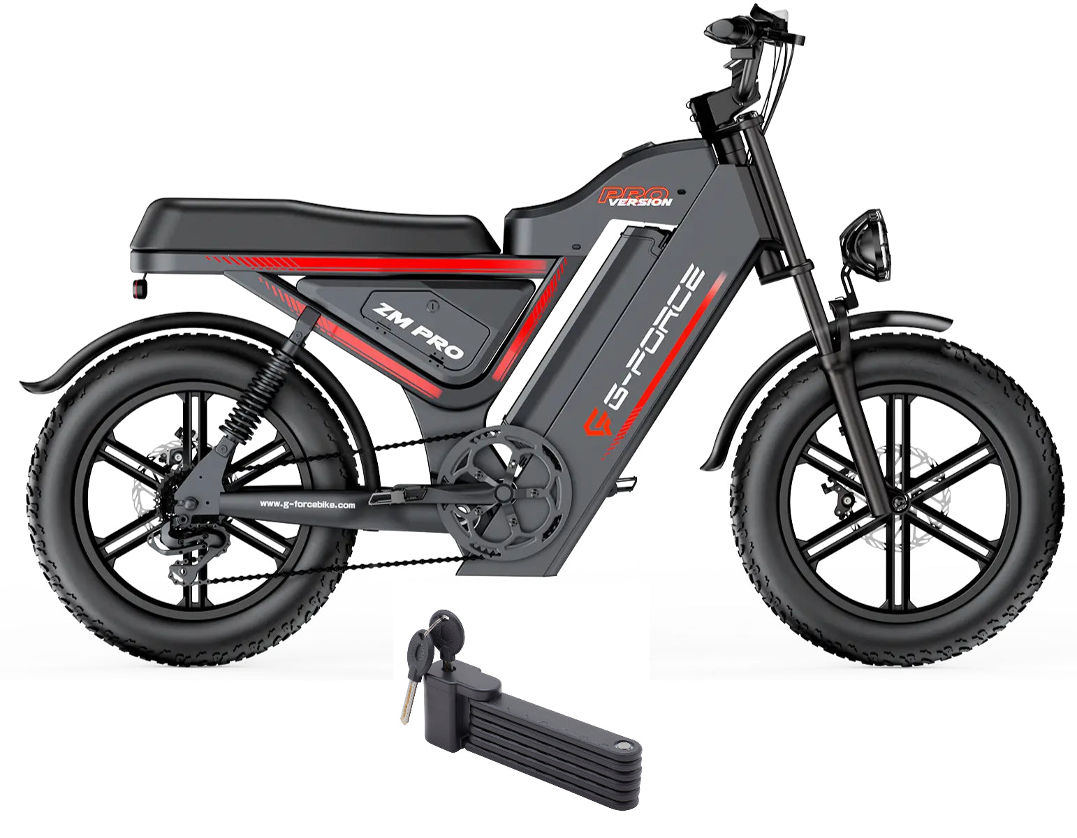 G-Force ZM PRO 1000W 52V Fat Tire Moped-Style Electric Bike