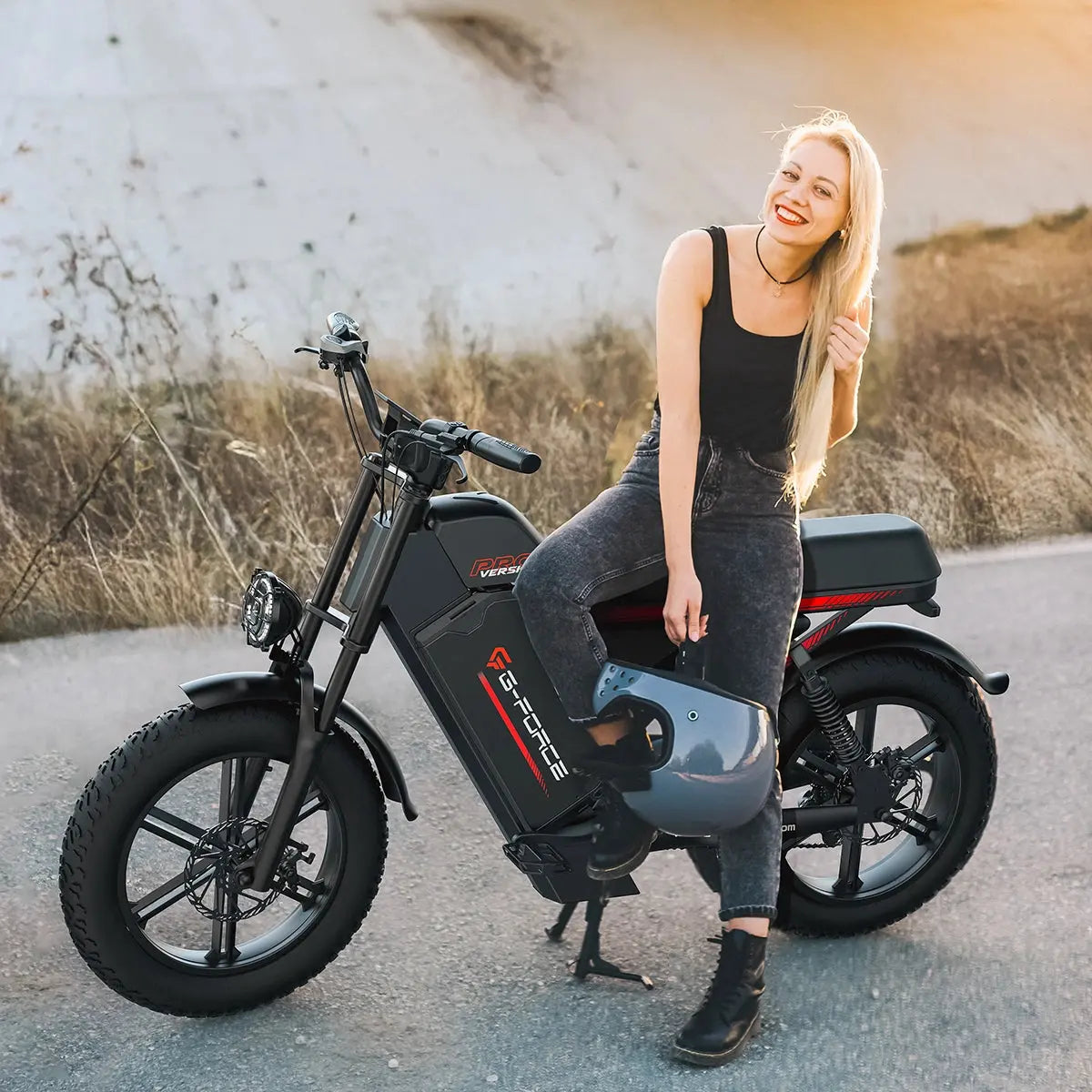 G-Force ZM PRO 1000W 52V Fat Tire Moped-Style Electric Bike