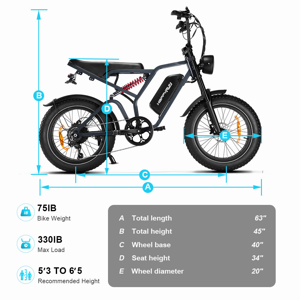 HappyRun Tank G60 Pro 2000W Moped-Style Off-Road Electric Bike