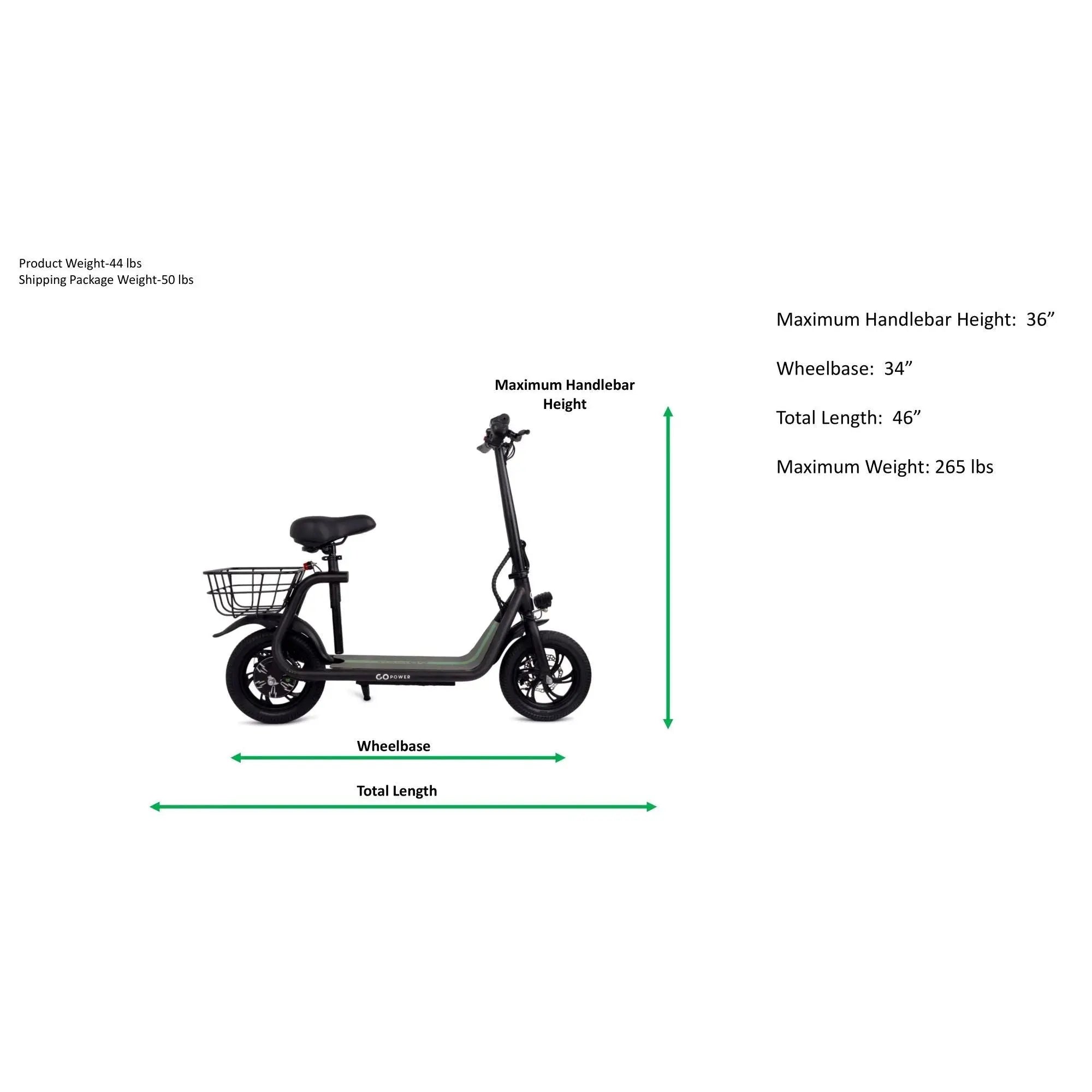 GoPowerBike GoFlow 350W 36V Lithium Folding Electric Scooter  Electric Bikes Paradise