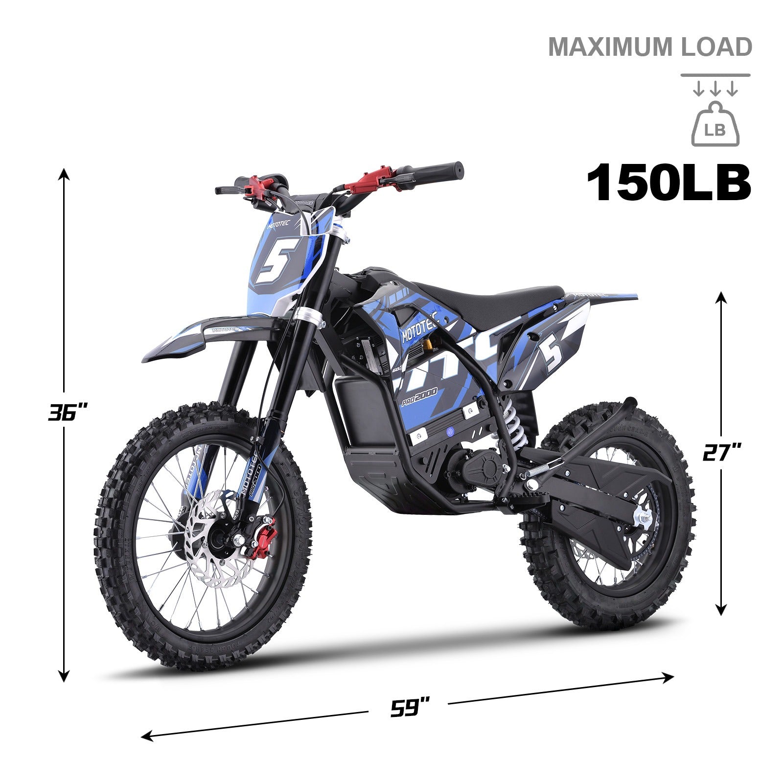 MotoTec Pro 2000W 60V HP115E Electric Dirt Bike