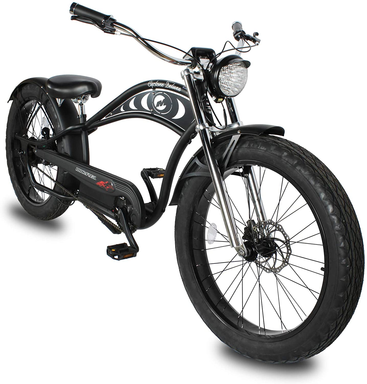 Micargi Cyclone 2.0 Deluxe 500W 48V Fat Tire Stretch Cruiser Electric Bike
