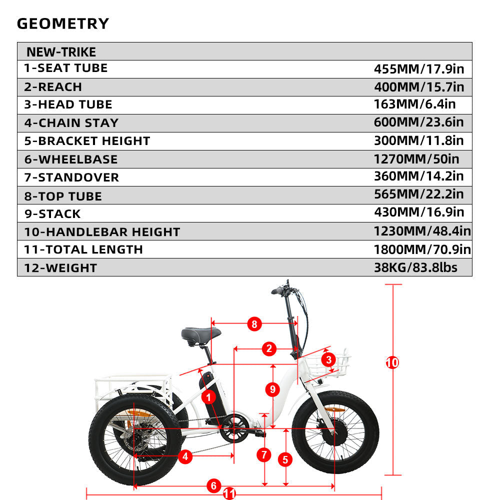 Eunorau NEW-TRIKE Step-Thru Folding Electric Trike