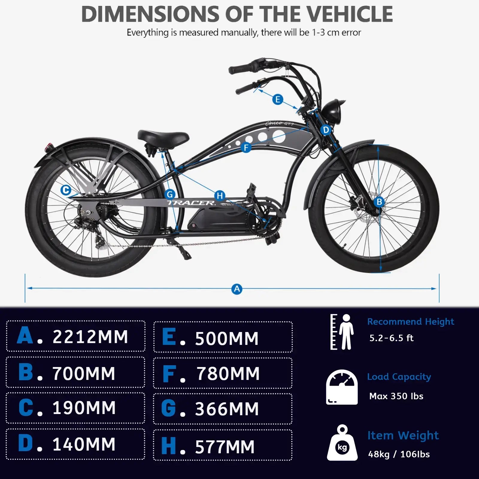 Tracer Chico GT7 750W Stretch Cruiser Electric Bike