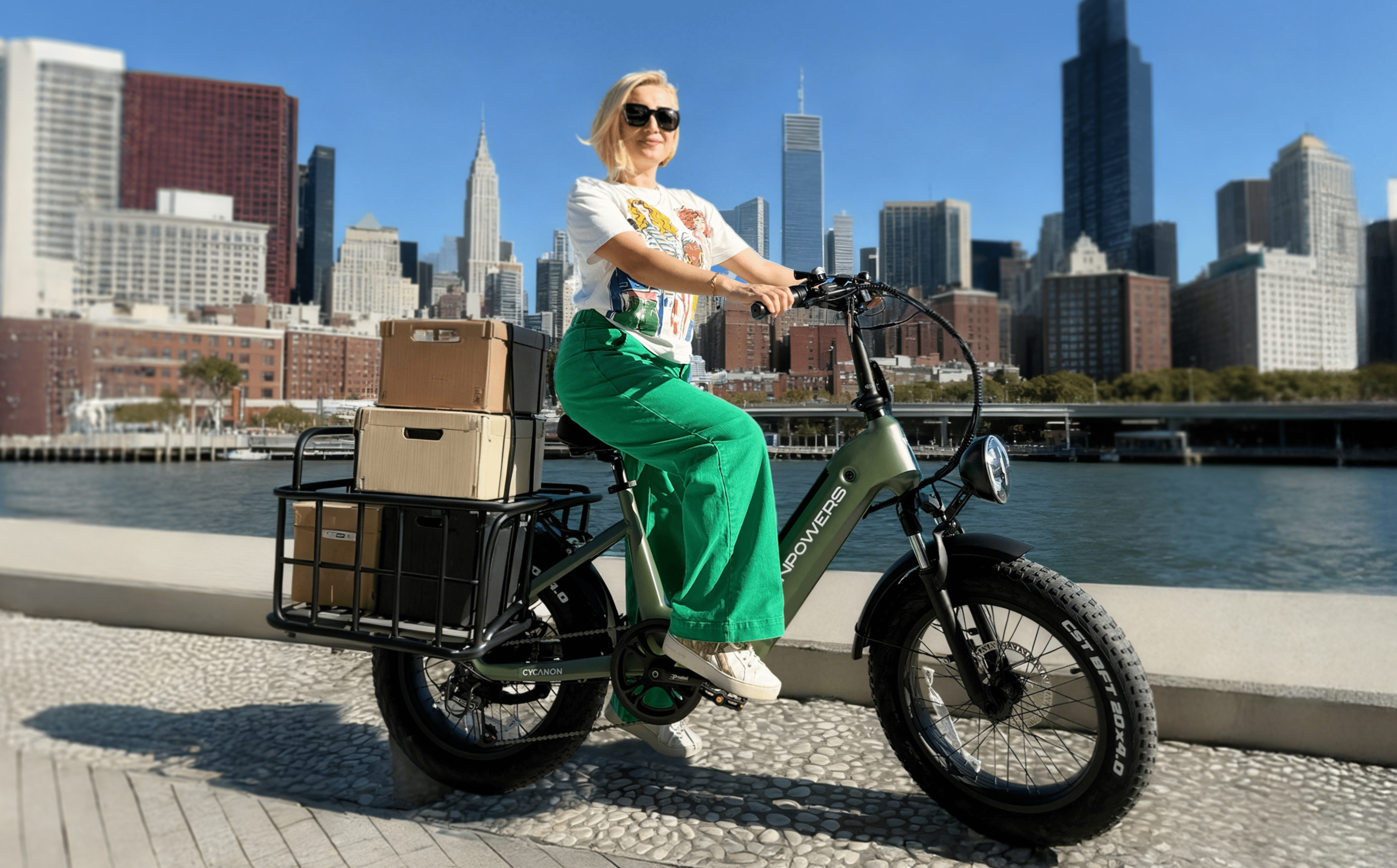 Vanpowers Cycanon Step Thru Fat Tire Folding Electric Bike