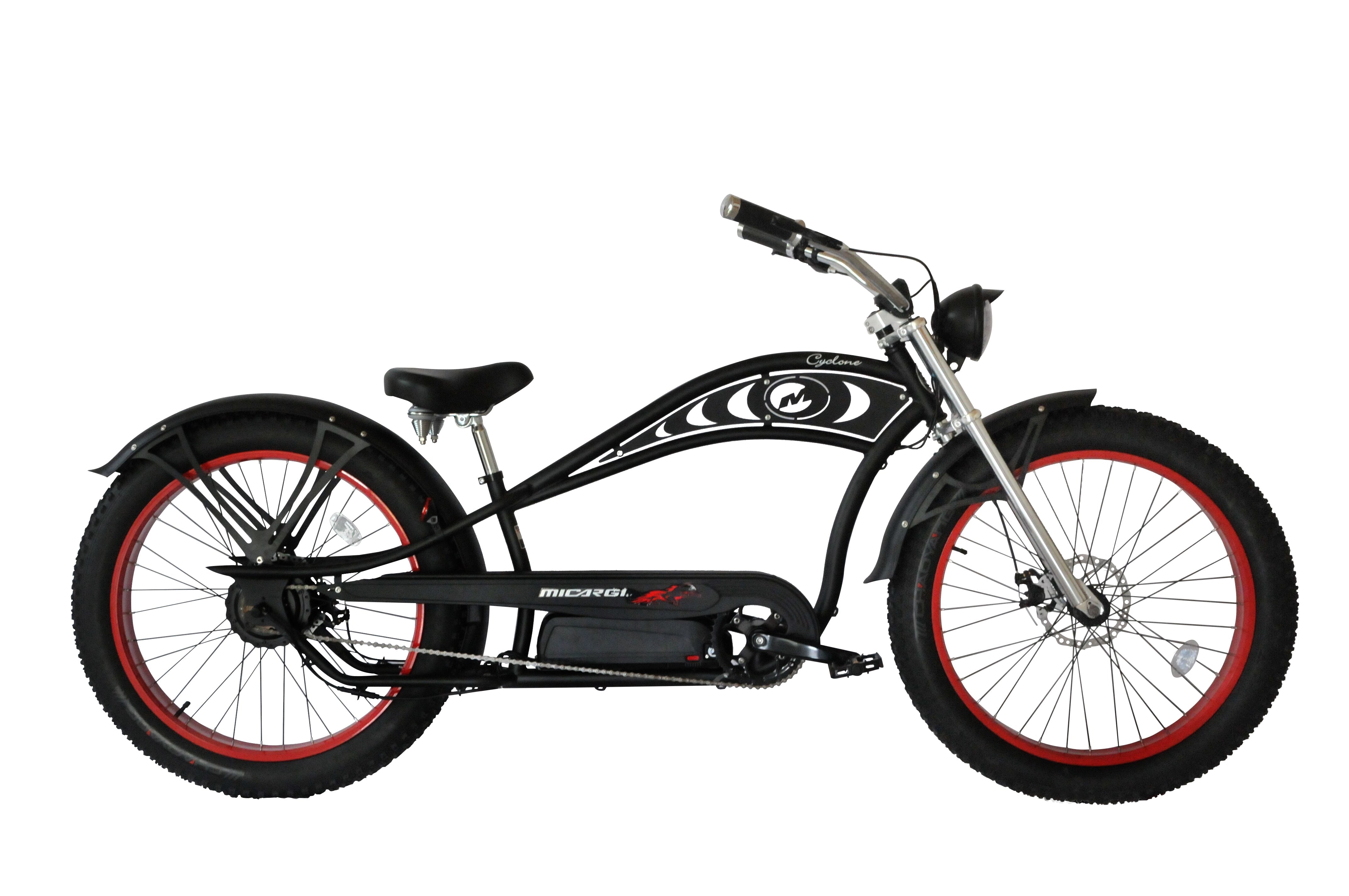 Micargi Cyclone 2.0 Deluxe 500W 48V Fat Tire Stretch Cruiser Electric Bike