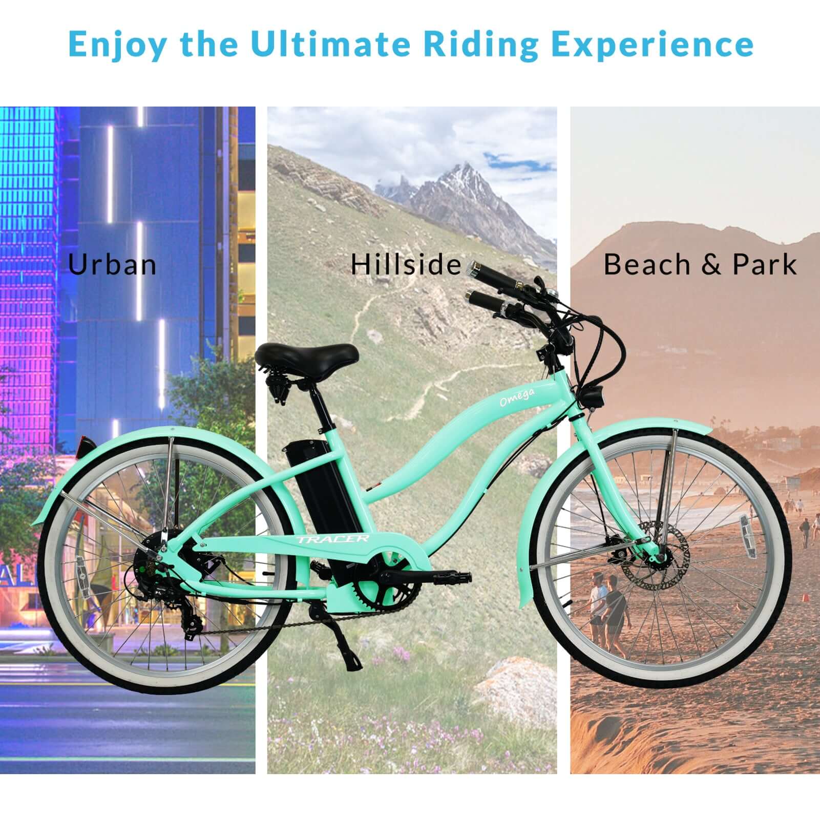 Tracer Omega 500W Electric Beach Cruiser Bike for Women