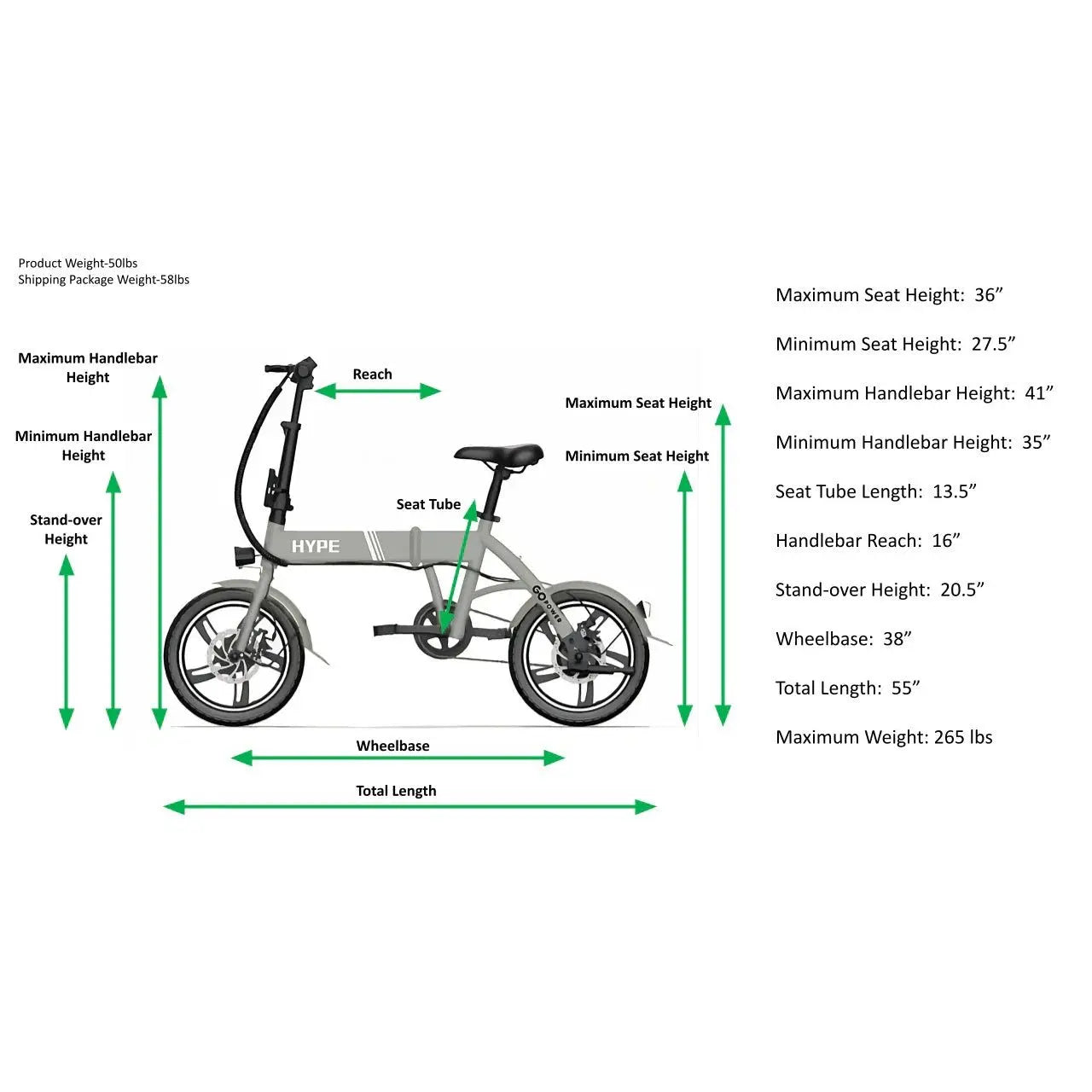 GoPowerBike GoHype 350W 36V Slim Folding Electric Bike  Electric Bikes Paradise
