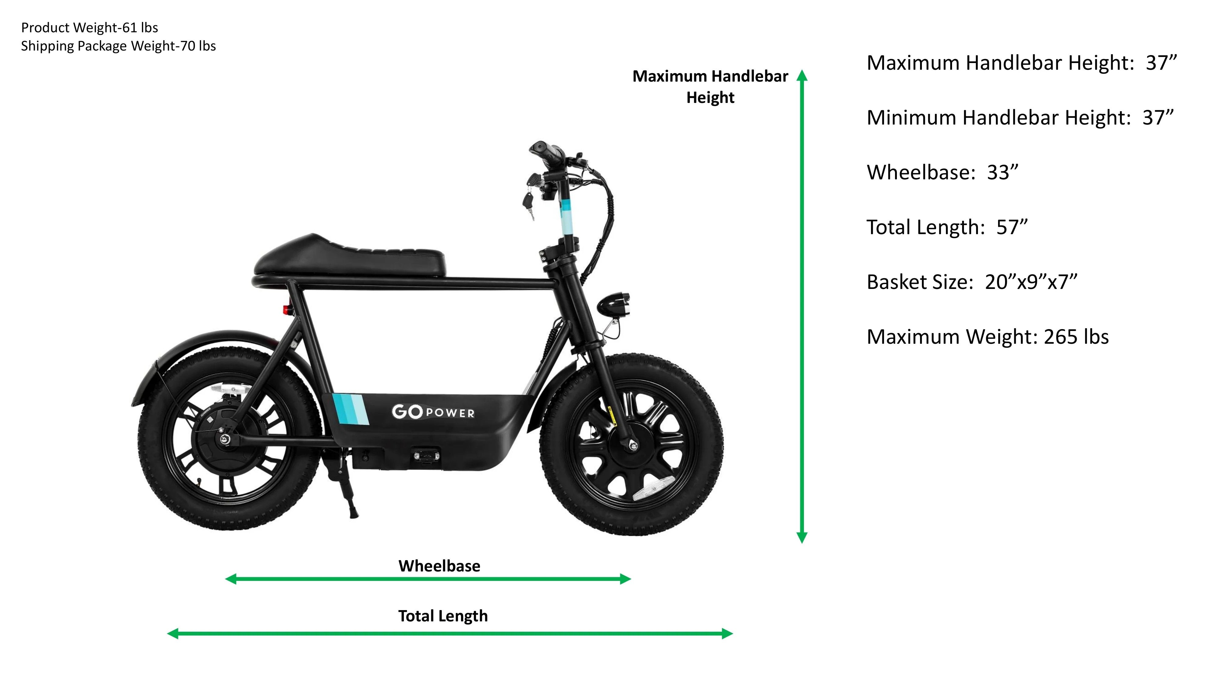 GoPowerBike GoSparky 350W 36V 18Ah Fat Tire Lithium Electric Bike