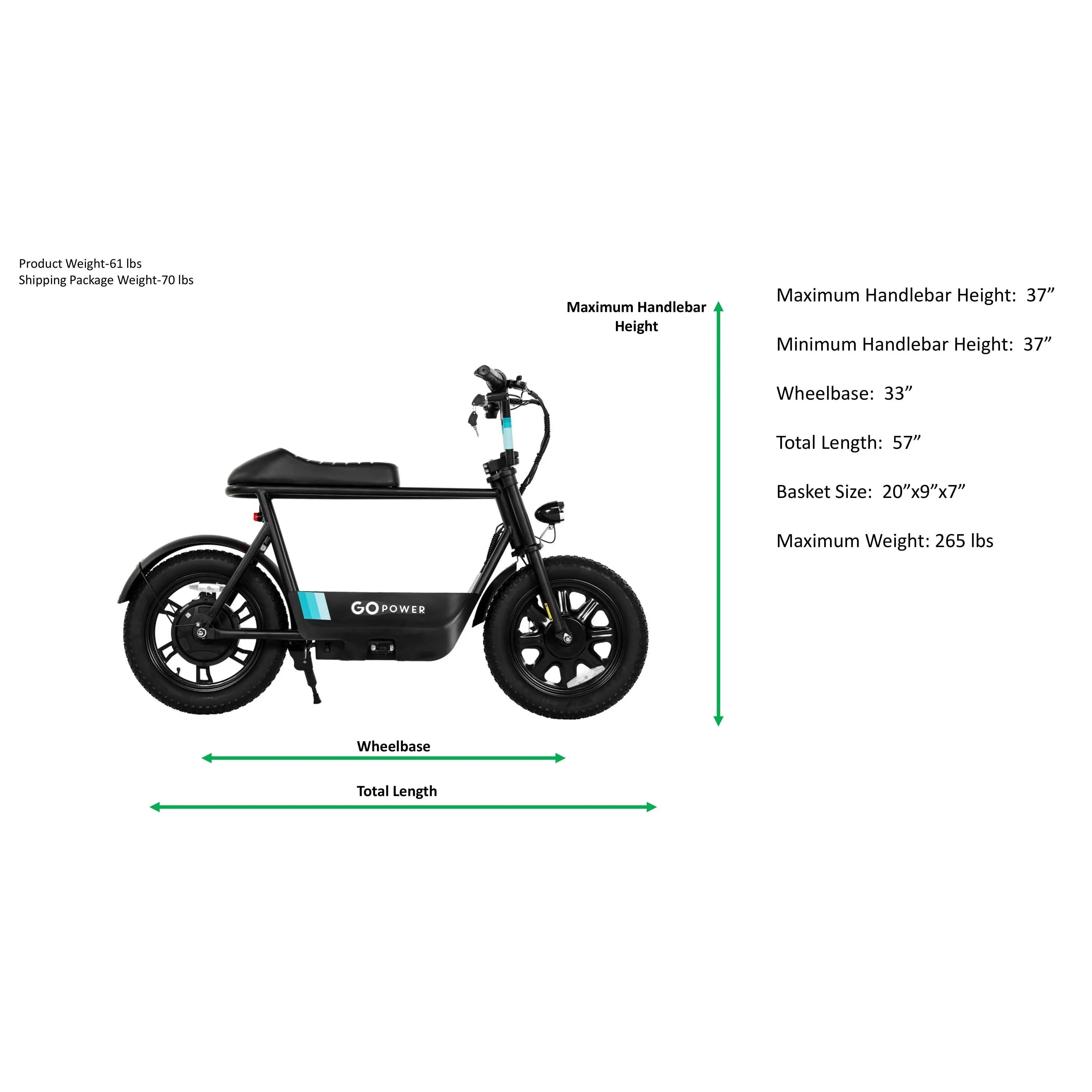 GoPowerBike GoSparky 350W 36V 18Ah Fat Tire Lithium Electric Bike  Electric Bikes Paradise