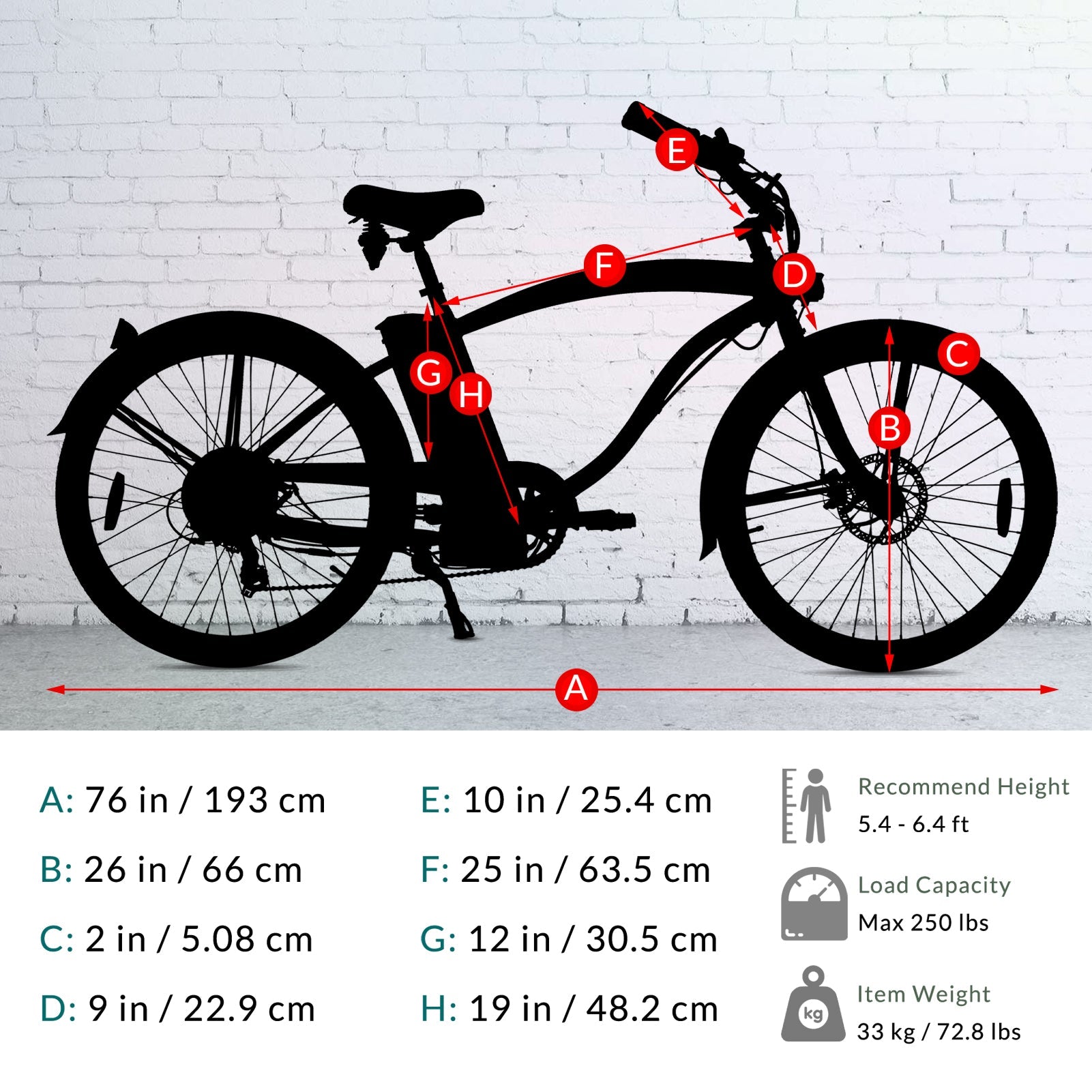 Tracer Omega 500W Electric Beach Cruiser Bike for Men
