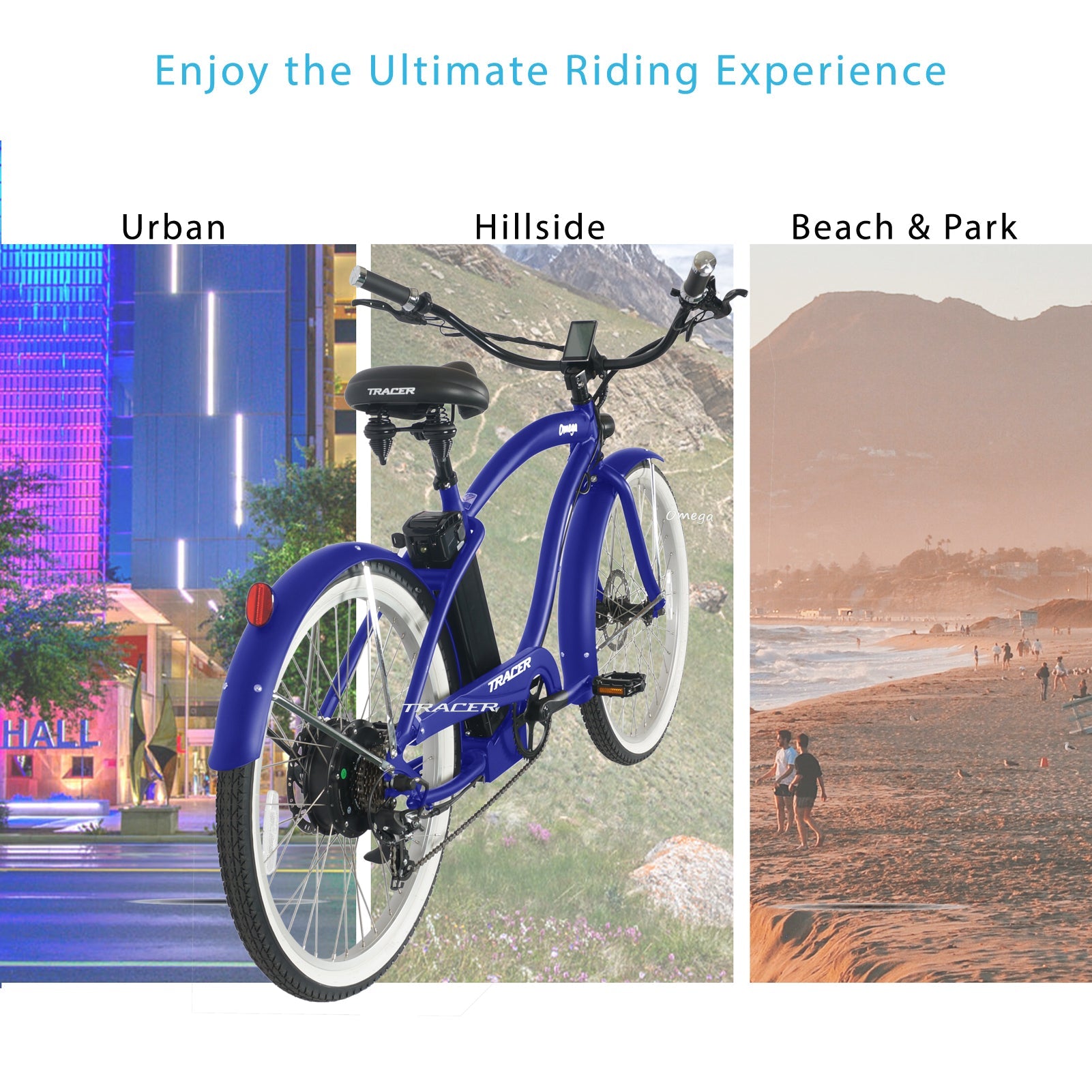 Tracer Omega 500W Electric Beach Cruiser Bike for Men