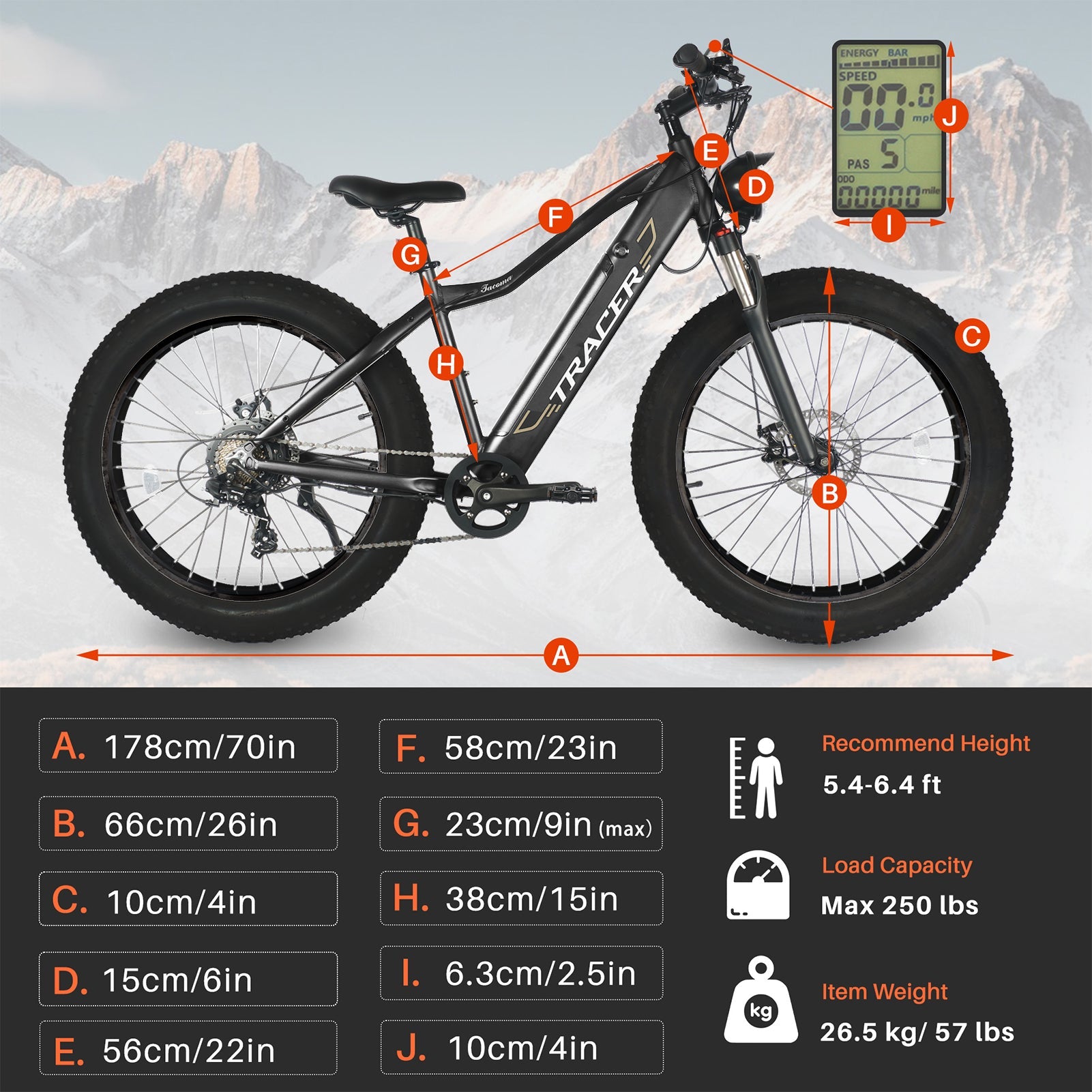Tracer Tacoma 800W Electric Mountain Fat Tire Bike