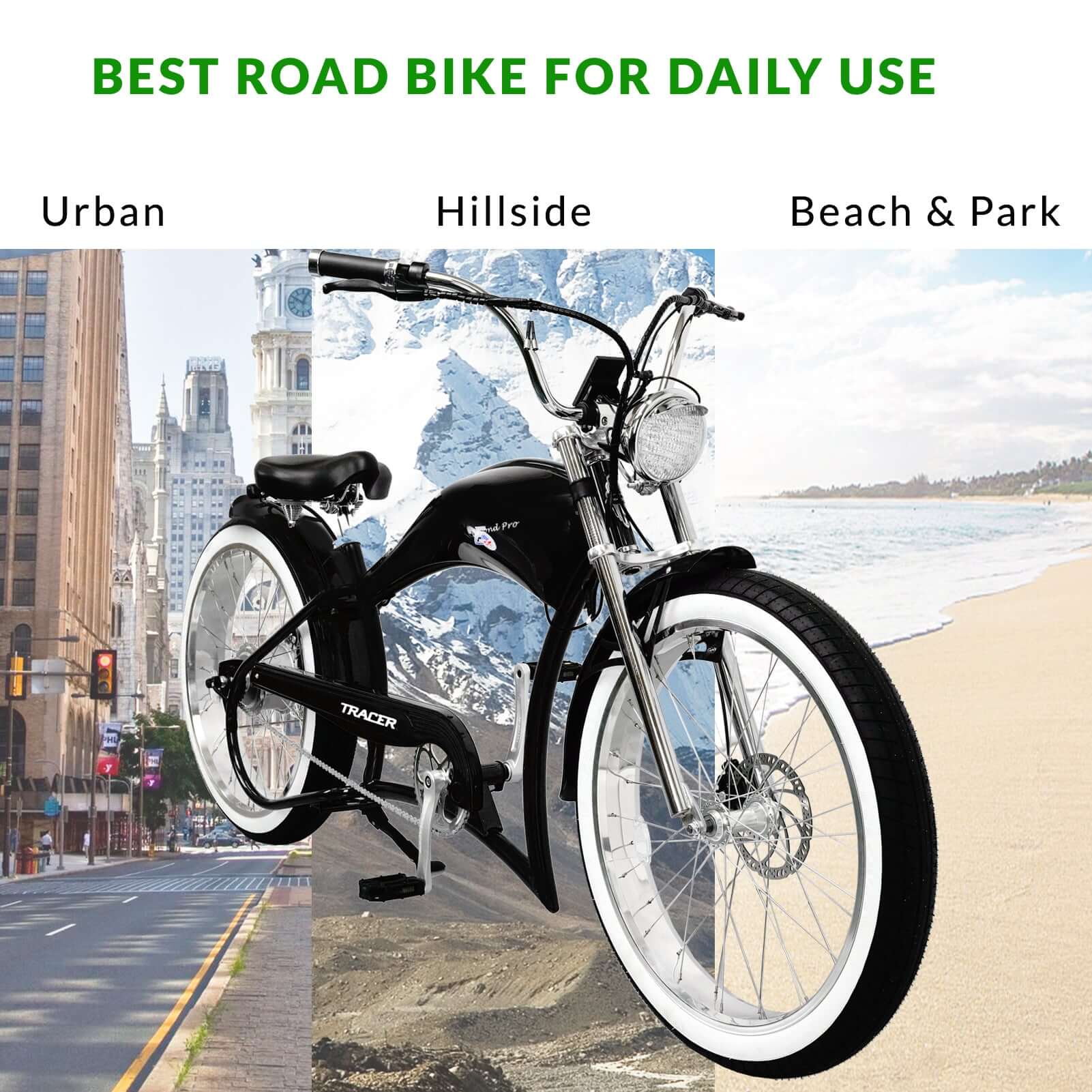 Tracer Twenty5 GT 500W Motorcycle-Style Stretch Chopper Electric Bike