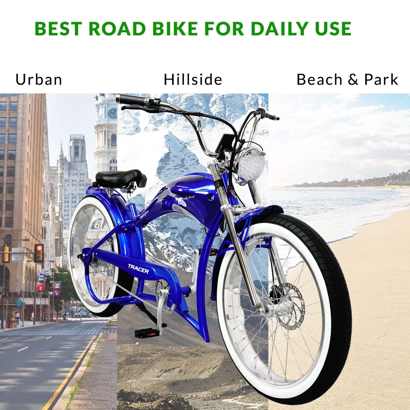 Tracer Twenty5 GT 500W Motorcycle-Style Stretch Chopper Electric Bike