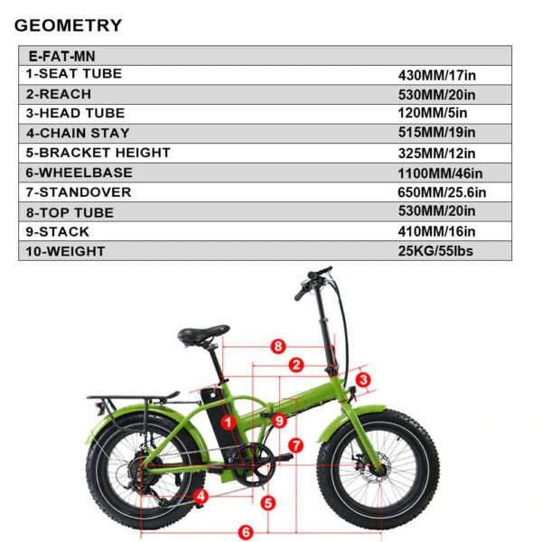 eunorau e fat mn 48v 12.5ah/17.5ah 500w folding fat tire electric bike