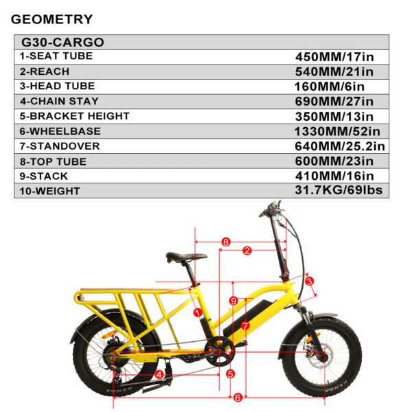 eunorau g30 cargo 48v/20ah 500w dual battery cargo electric bike
