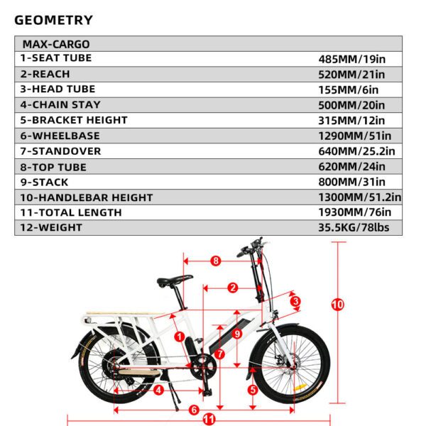 eunorau max cargo 48v/11.6ah 750w dual battery electric cargo bike