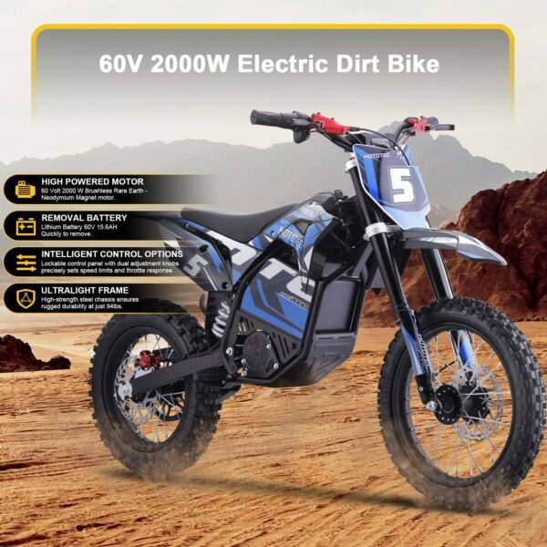 mototec pro 60v/15.6ah 2000w off road electric dirt bike (hp115e)