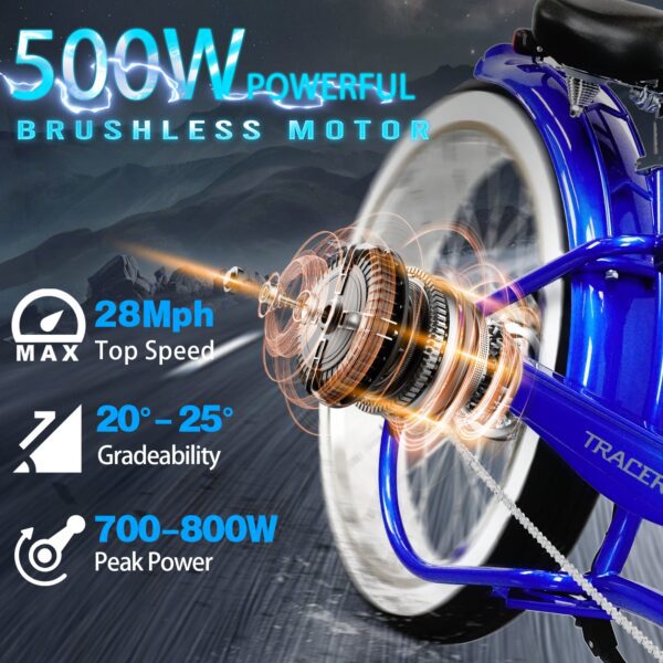 tracer twenty5 gt 500w 26" cruiser e bike