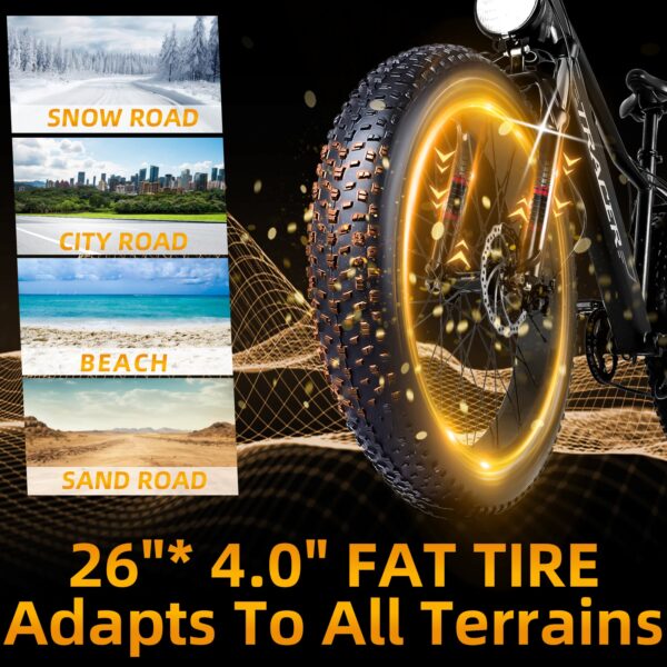 tacoma 800w fat tire electric mountain bike