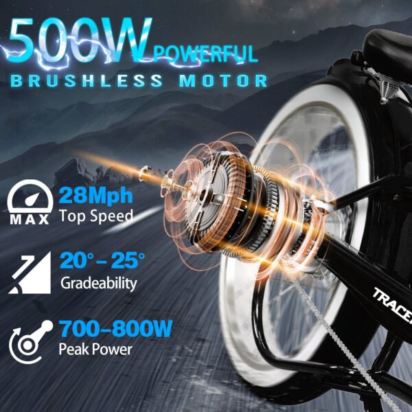 tracer twenty5 gt 500w 26" cruiser e bike