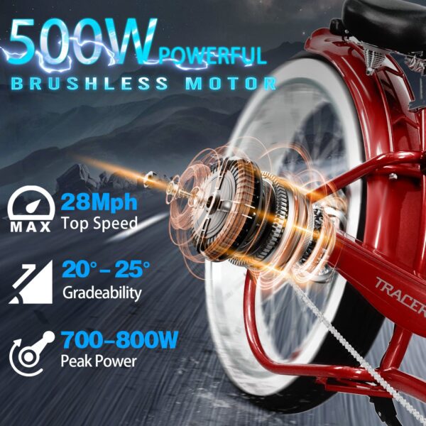 tracer twenty5 gt 500w 26" cruiser e bike