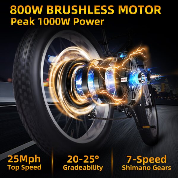 tacoma 800w fat tire electric mountain bike