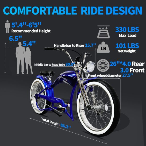 tracer twenty5 gts 500w chopper cruiser e bike