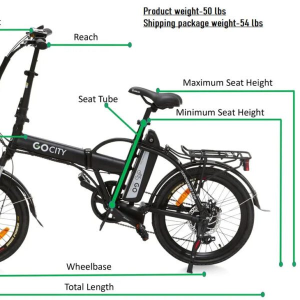 gopowerbike gocity 500w 6 speed front suspension folding electric bike