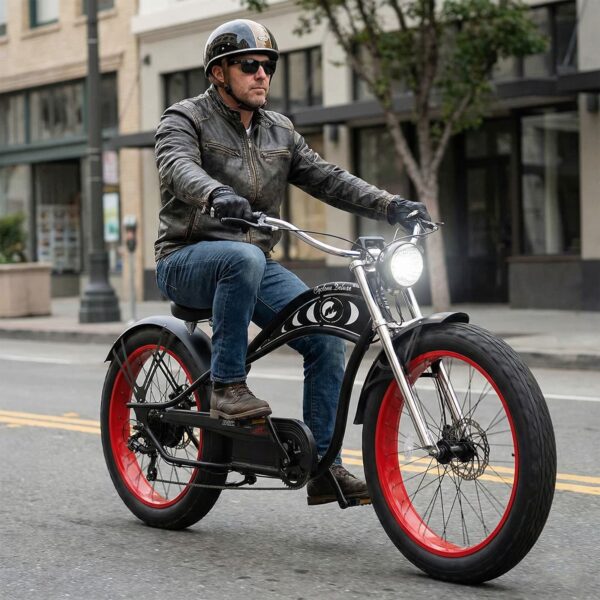 micargi cyclone 26" 48v 500w electric fat tire beach cruiser bike